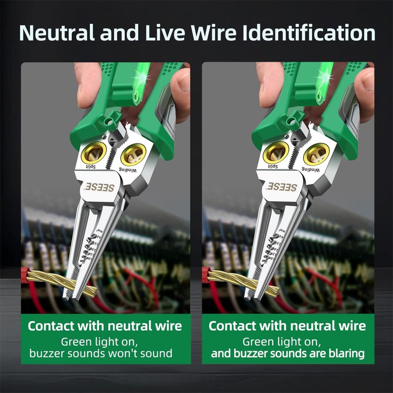SEESE 8-in-1 Wire Stripper Pliers: Compact Portable Multi-Function Electrician Tool - Wire Stripping/Wire Cutting/Wire Crimping for Circuit Repair, Outlet Installation & Professional Use - Image 5